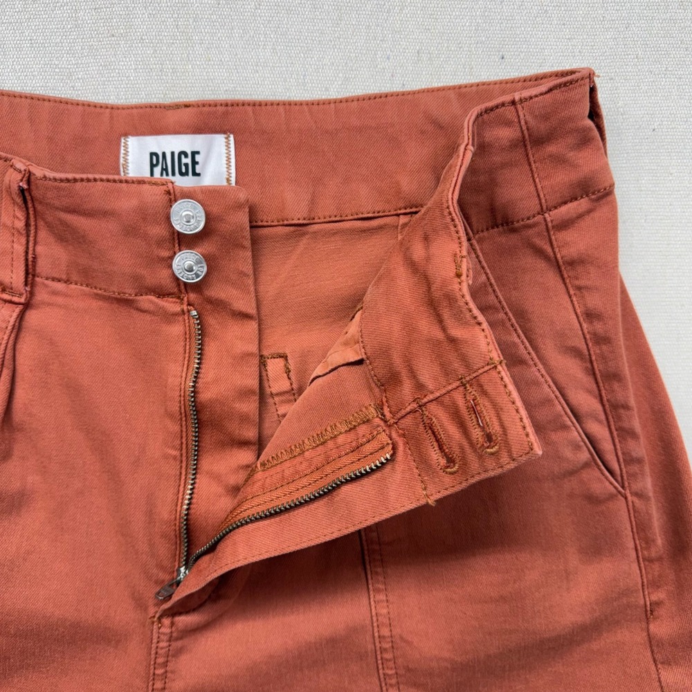 Paige Women Terracotta Rust High Rise Cuffed Shorts 7991G29-8833 Size 29 - Picture 4 of 14